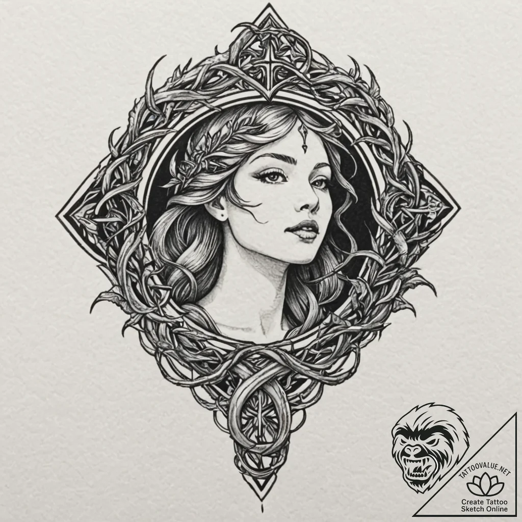 Night serpent crowned with thorns, artistic t... - tattoo sketch (№1753296062_0, 23.07.2025 18:41) — tattoovalue.net