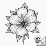 Hibiscus, ink illustration for tattoo, fine l… – tattoo sketch (№1753296139_0, 23.07.2025 18:42) — tattoovalue.net