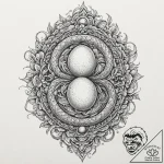 Serpent egg beneath spectral mist, ink illust… – tattoo sketch (№1753296227_0, 23.07.2025 18:43) — tattoovalue.net