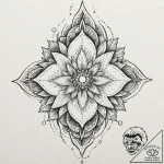 Hidden blade beneath celestial bloom, concept… – tattoo sketch (№1753296388_0, 23.07.2025 18:46) — tattoovalue.net