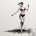 Black sands swirling around figure, tattoo dr… – tattoo sketch (№1753296959_0, 23.07.2025 18:55) — tattoovalue.net