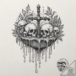 Dripping faucet with drops turning into tiny… – tattoo sketch (№1753297112_0, 23.07.2025 18:58) — tattoovalue.net
