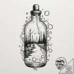 A whimsical bubble in a bottle, trapped,, con… – tattoo sketch (№1753297267_0, 23.07.2025 19:01) — tattoovalue.net