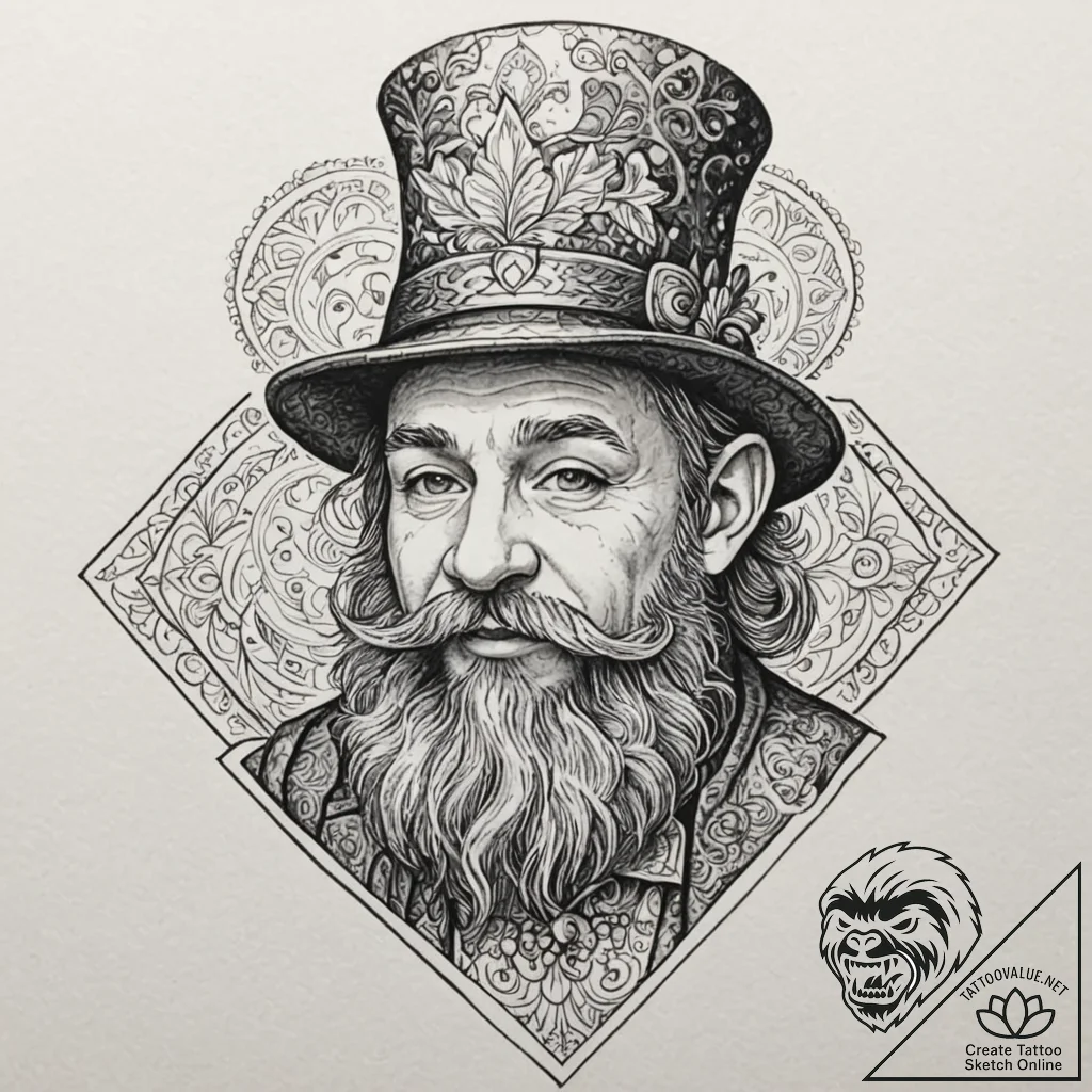 Leprechaun, concept art for tattoo, highly de... - tattoo sketch (№1753297364_0, 23.07.2025 19:02) — tattoovalue.net