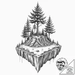 A floating island with a single tree – tattoo sketch (№1753297775_0, 23.07.2025 19:09) — tattoovalue.net