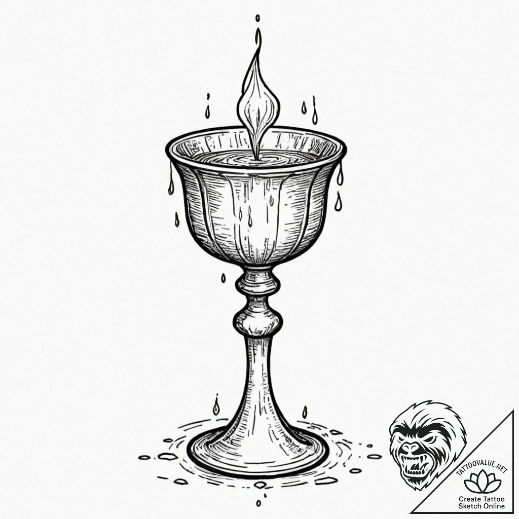 Ancient chalice with cursed liquid, artistic... - tattoo sketch (№1753298045_0, 23.07.2025 19:14) — tattoovalue.net