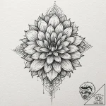 Undying bloom beneath spectral storm, tattoo… – tattoo sketch (№1753298124_0, 23.07.2025 19:15) — tattoovalue.net