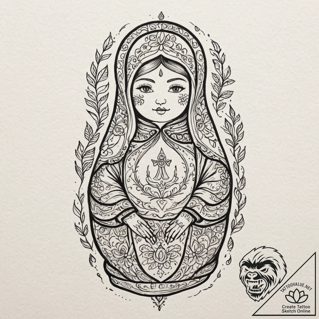 Nesting doll with layers of life, death, and... - tattoo sketch (№1753298220_0, 23.07.2025 19:17) — tattoovalue.net