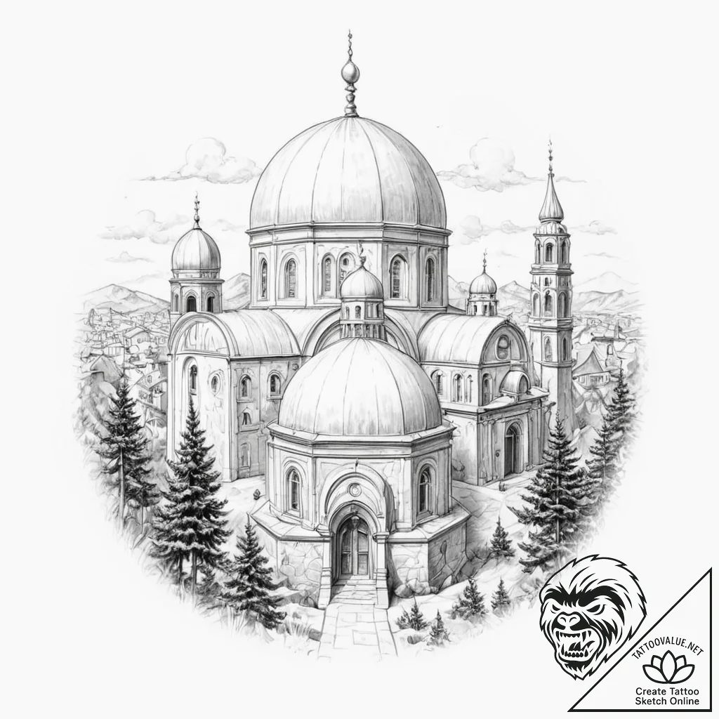 Domes - tattoo sketch (№1753298668_0, 23.07.2025 19:24) — tattoovalue.net