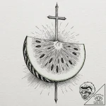 Slice of watermelon, graphic style, tattoo li… – tattoo sketch (№1753299001_0, 23.07.2025 19:30) — tattoovalue.net
