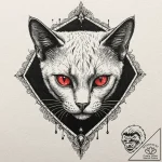 Black cat with third eye, artistic tattoo ske… – tattoo sketch (№1753299255_0, 23.07.2025 19:34) — tattoovalue.net