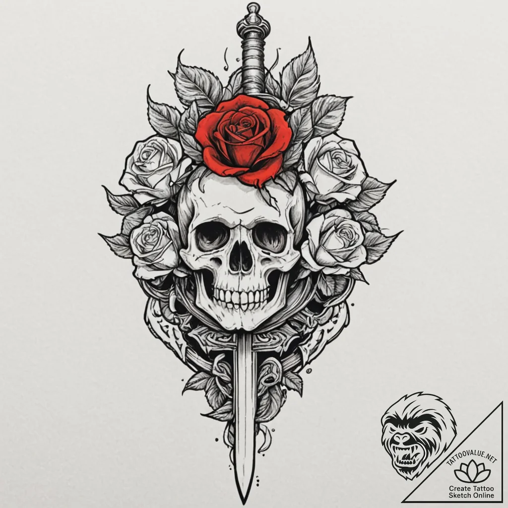 Orcish sword embedded in stone, tattoo sketch... - tattoo sketch (№1753299608_0, 23.07.2025 19:40) — tattoovalue.net