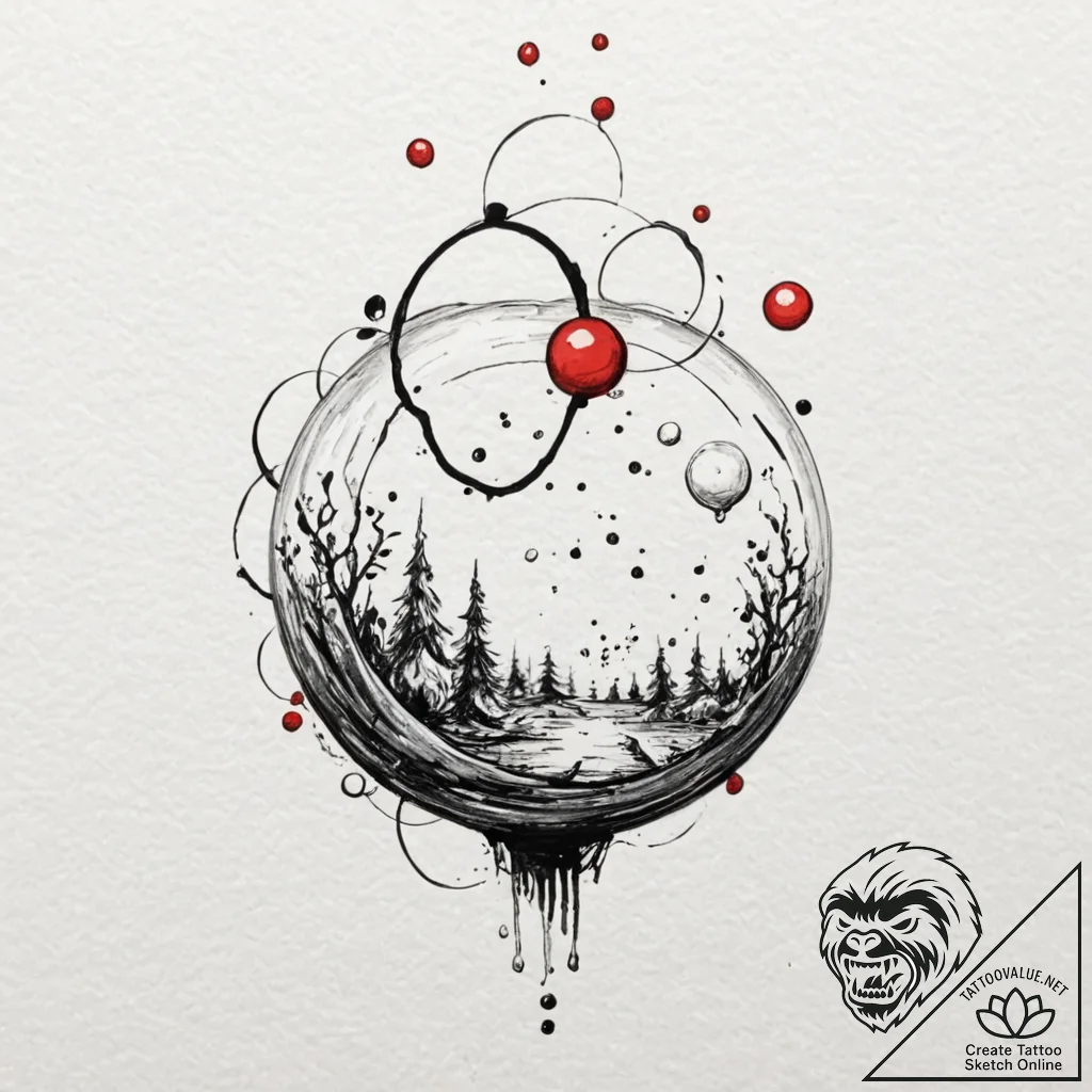 A whimsical bubble in water, ephemeral,, arti... - tattoo sketch (№1753299863_0, 23.07.2025 19:44) — tattoovalue.net