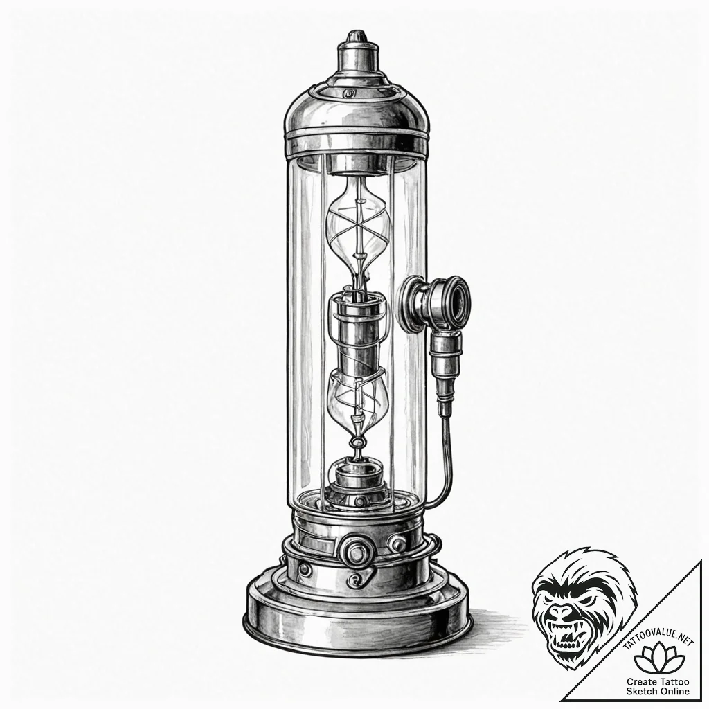 Nixie tube - tattoo sketch (№1753299955_0, 23.07.2025 19:45) — tattoovalue.net