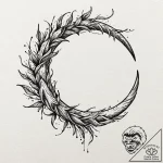 Karambit knife entwined with roots, ink illus… – tattoo sketch (№1753300543_0, 23.07.2025 19:55) — tattoovalue.net