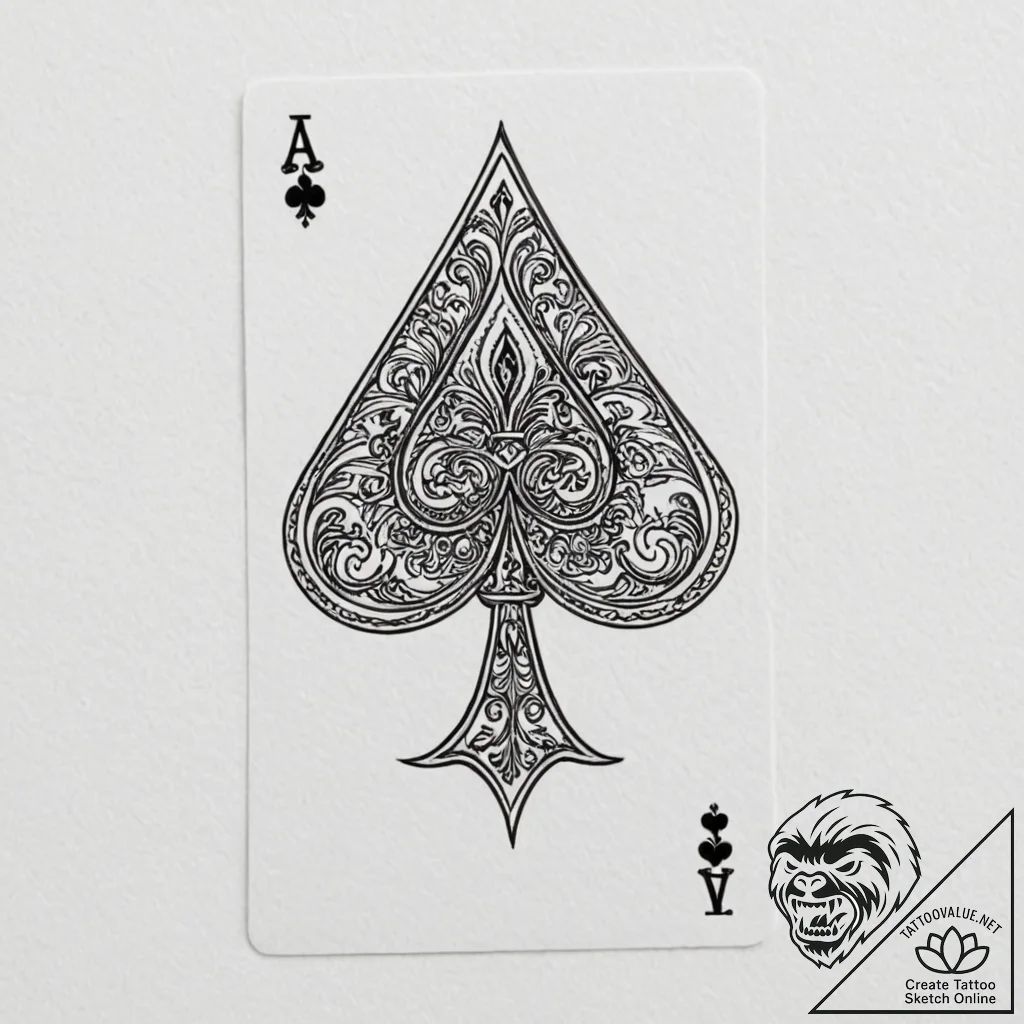 Spades card suit - tattoo sketch (№1753301087_0, 23.07.2025 20:04) — tattoovalue.net