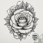 Apocalyptic rose entwined with wires, tattoo… – tattoo sketch (№1753301424_0, 23.07.2025 20:10) — tattoovalue.net