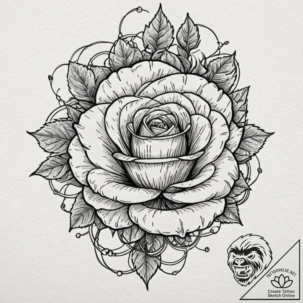 Apocalyptic rose entwined with wires, tattoo... - tattoo sketch (№1753301424_0, 23.07.2025 20:10) — tattoovalue.net