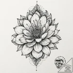 Feathered bloom blooming in shadows, ink illu… – tattoo sketch (№1753301611_0, 23.07.2025 20:13) — tattoovalue.net