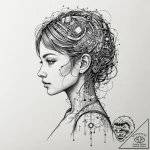 Circuit board pattern on a human back, artist… – tattoo sketch (№1753301693_0, 23.07.2025 20:14) — tattoovalue.net