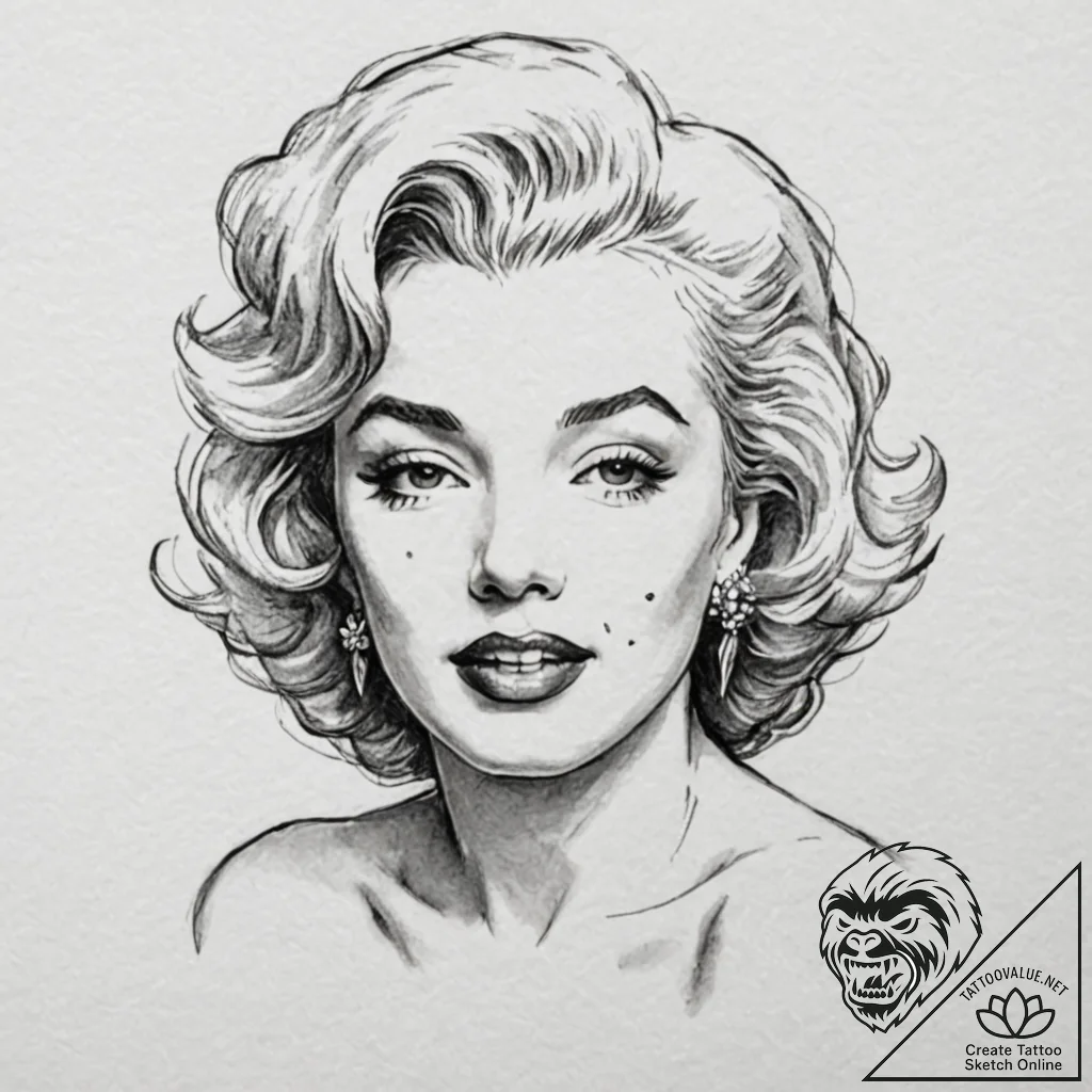 Marilyn monroe - tattoo sketch (№1753302246_0, 23.07.2025 20:24) — tattoovalue.net