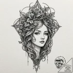 Palisade overgrown with thorned vines, tattoo… – tattoo sketch (№1753302323_0, 23.07.2025 20:25) — tattoovalue.net