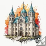 Russian prison-style tattoo of a cathedral, b… – tattoo sketch (№1753302791_0, 23.07.2025 20:33) — tattoovalue.net