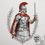 Roman legionary, concept art for tattoo, blac… – tattoo sketch (№1753303226_0, 23.07.2025 20:40) — tattoovalue.net