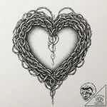 Apocalyptic chains around burning heart, conc… – tattoo sketch (№1753303319_0, 23.07.2025 20:41) — tattoovalue.net