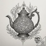 Kettle with spectral smoke, tattoo flash shee… – tattoo sketch (№1753303396_0, 23.07.2025 20:43) — tattoovalue.net