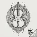 Lute with strings made of spider silk, artist… – tattoo sketch (№1753303774_0, 23.07.2025 20:49) — tattoovalue.net