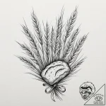 A rustic bread loaf with wheat stalks, artisa… – tattoo sketch (№1753303950_0, 23.07.2025 20:52) — tattoovalue.net
