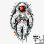 Astronaut floating in the ocean, concept art… – tattoo sketch (№1753304028_0, 23.07.2025 20:53) — tattoovalue.net