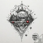 A whimsical bubble floating towards sky, asce… – tattoo sketch (№1753304207_0, 23.07.2025 20:56) — tattoovalue.net