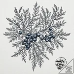 Juniper branch with detailed, blue-grey berri… – tattoo sketch (№1753304475_0, 23.07.2025 21:01) — tattoovalue.net