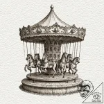 Haunted carousel in a state of decay, tattoo… – tattoo sketch (№1753359122_0, 24.07.2025 12:12) — tattoovalue.net
