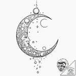 A whimsical bubble floating towards moon, dre… – tattoo sketch (№1753359266_0, 24.07.2025 12:14) — tattoovalue.net