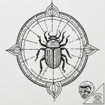 Scarab beetle pushing a black sun, tattoo dra… – tattoo sketch (№1753359407_0, 24.07.2025 12:16) — tattoovalue.net