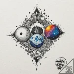 Ice path beneath shattered moons, tattoo draw… – tattoo sketch (№1753361309_0, 24.07.2025 12:48) — tattoovalue.net