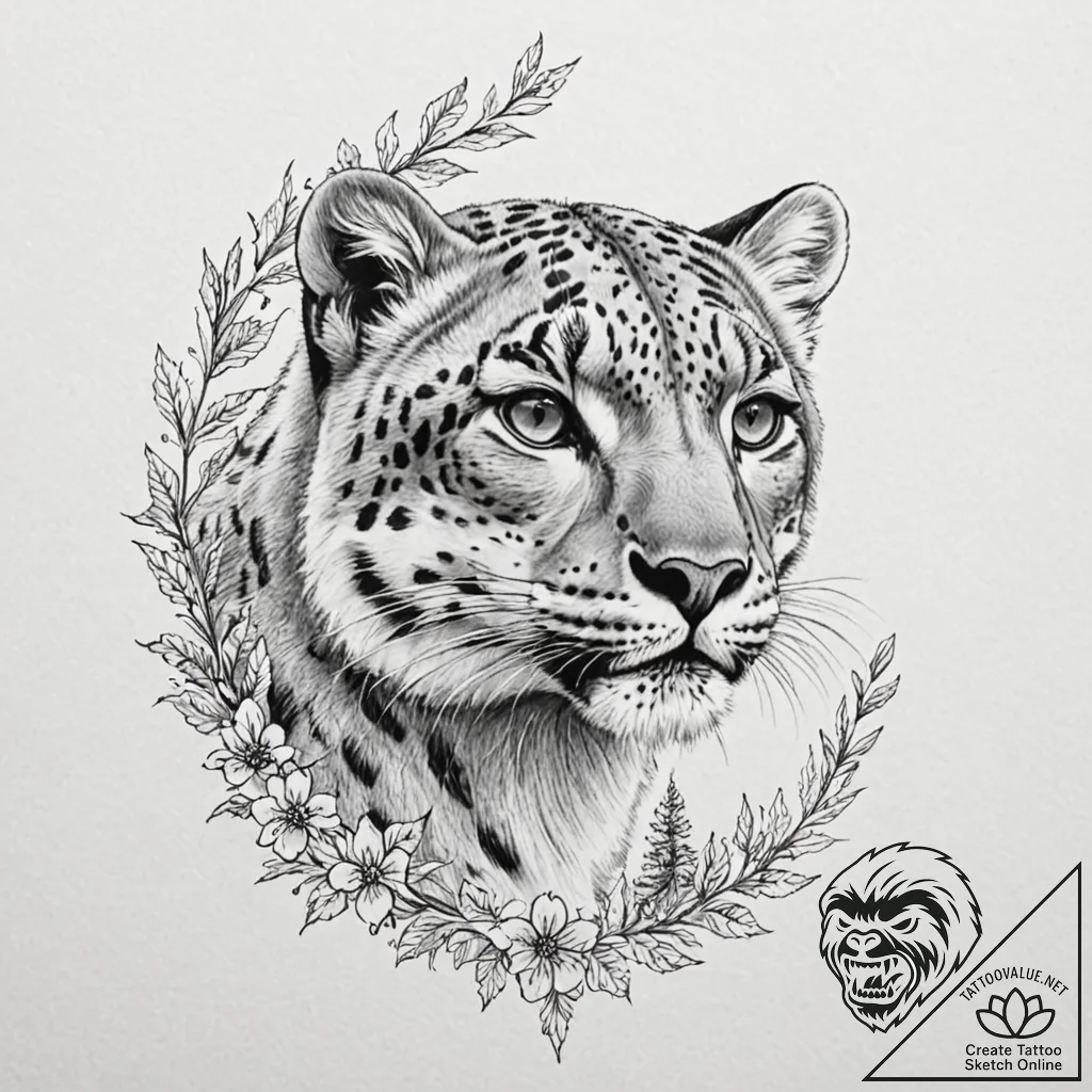 A snow leopard in the mountains (is there, bu... - tattoo sketch (№1753361452_0, 24.07.2025 12:50) — tattoovalue.net