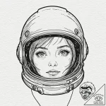 Astronaut’s helmet reflecting a monstrous eye… – tattoo sketch (№1753362028_0, 24.07.2025 13:00) — tattoovalue.net