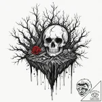 Unmarked tomb beneath spectral roots, concept… – tattoo sketch (№1753362899_0, 24.07.2025 13:14) — tattoovalue.net