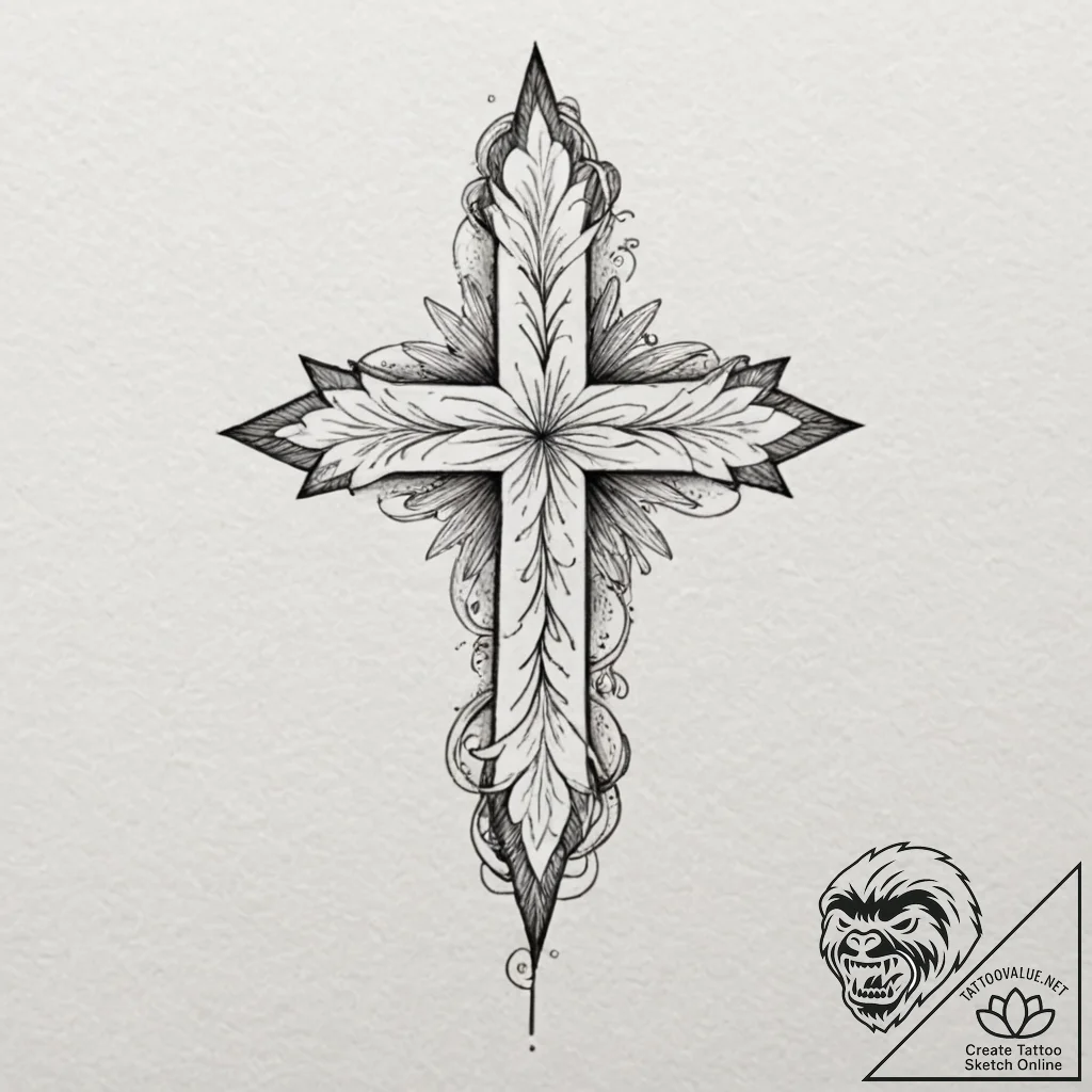 L, ink illustration for tattoo, fine lines, d... - tattoo sketch (№1753363342_0, 24.07.2025 13:22) — tattoovalue.net