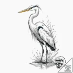 Heron, standing still and patient in the wate… – tattoo sketch (№1753363647_0, 24.07.2025 13:27) — tattoovalue.net