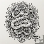 Abyssal serpent in stormy sea, ink illustrati… – tattoo sketch (№1753363792_0, 24.07.2025 13:29) — tattoovalue.net