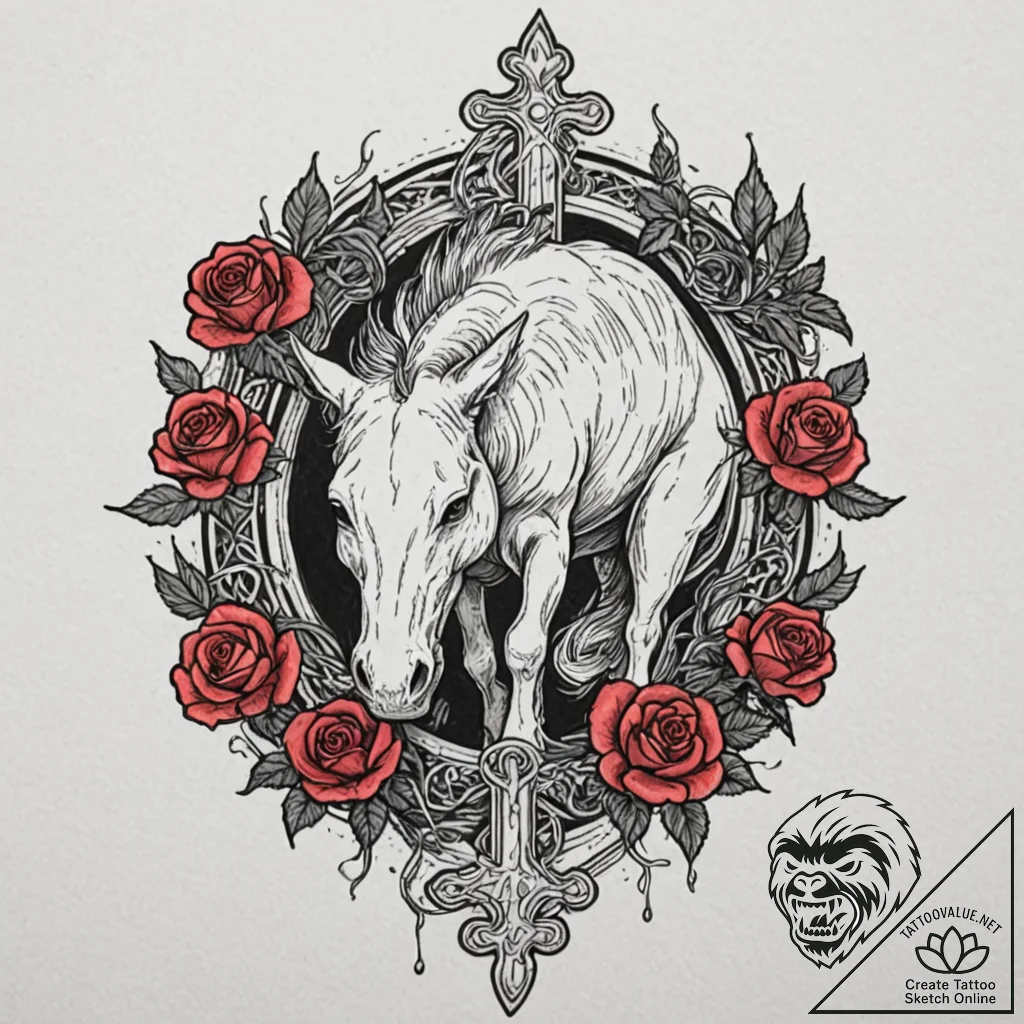 Kelpie hooves trampling runes, concept art fo... - tattoo sketch (№1753364517_0, 24.07.2025 13:41) — tattoovalue.net