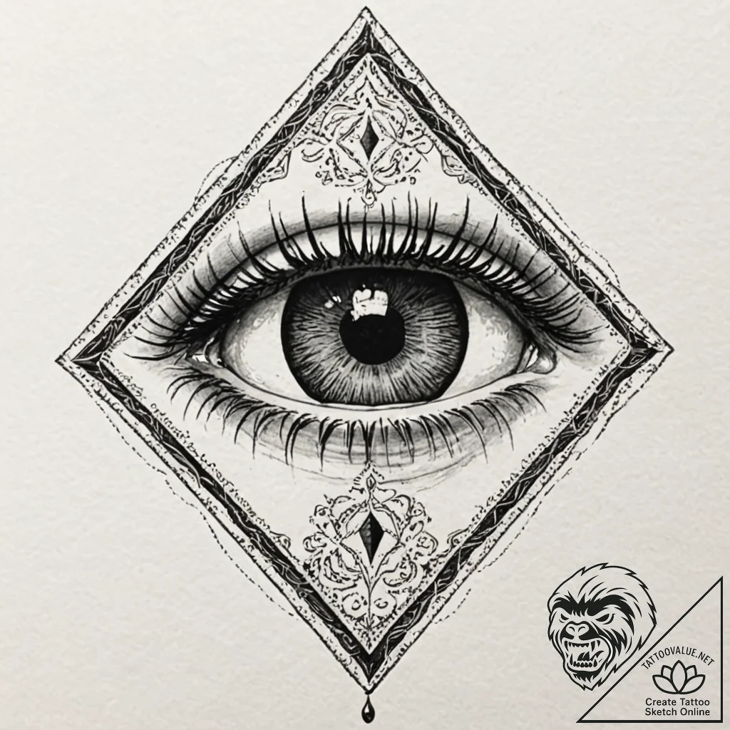 Book of shadows with a single, watching eye,... - tattoo sketch (№1753365401_0, 24.07.2025 13:56) — tattoovalue.net
