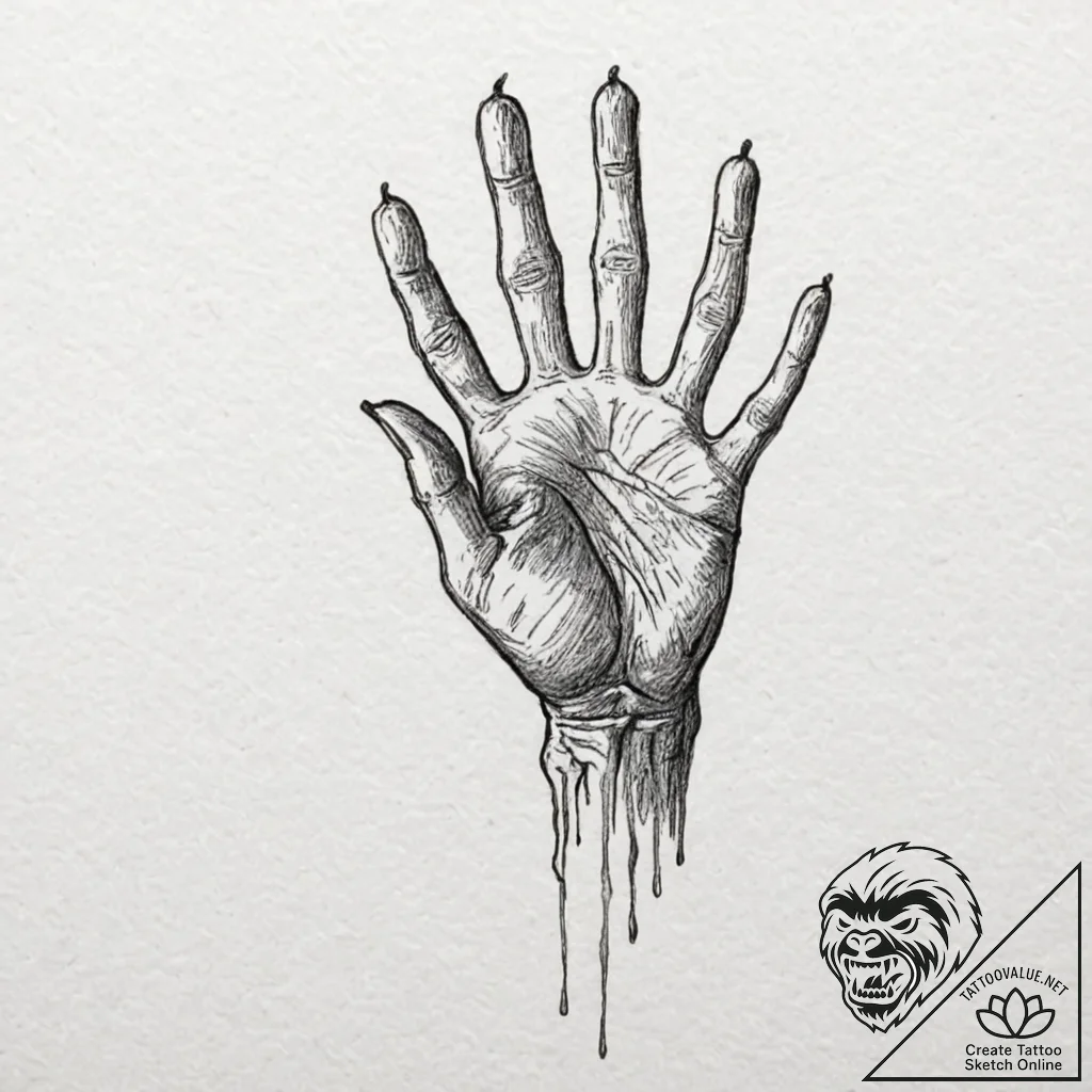 Bone hand rising from soil, ink illustration... - tattoo sketch (№1753365843_0, 24.07.2025 14:04) — tattoovalue.net