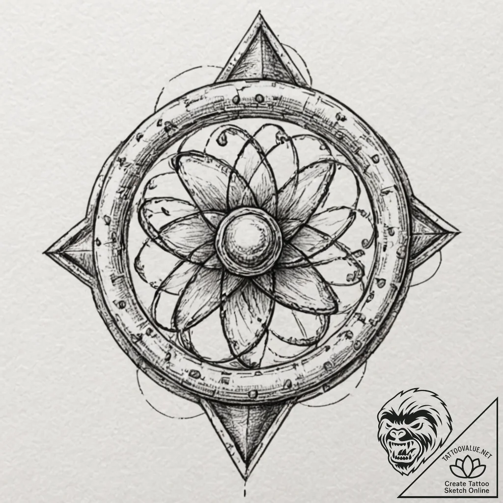 Atomic serpent around nuclear core, tattoo dr... - tattoo sketch (№1753366133_0, 24.07.2025 14:08) — tattoovalue.net