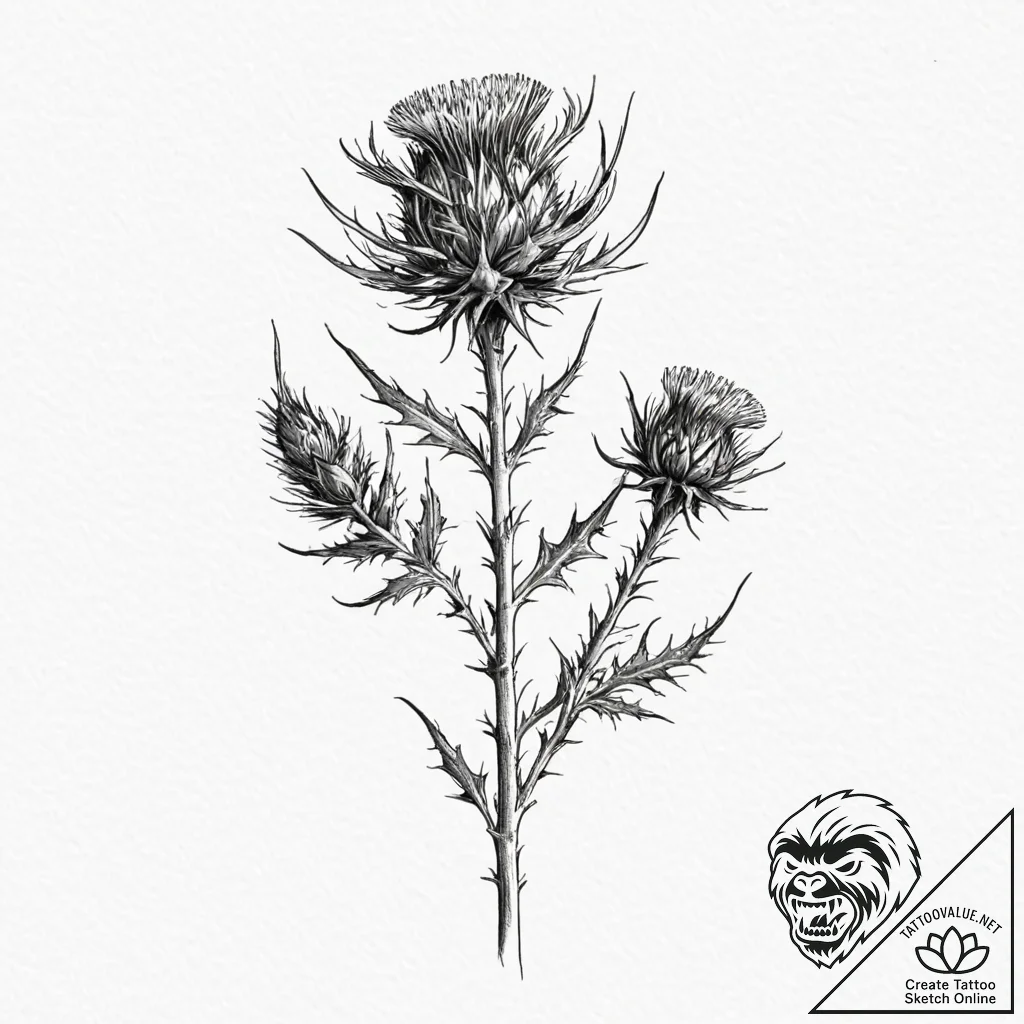 A thistle plant - tattoo sketch (№1753366720_0, 24.07.2025 14:18) — tattoovalue.net